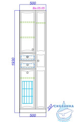 Пенал напольный Aqwella Classic Барселона 50 белый глянец с корзиной