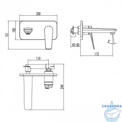 Смеситель для раковины встраиваемый Lemark Bronx LM3726BL (черный матовый)