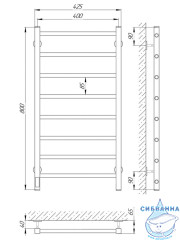 Полотенцесушитель электрический Laris Феличия П8 40Х80 L (белый матовый)