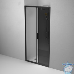 Дверь в нишу AM.PM Gem W90G-100-1-195BG 100 см профиль черный, стекло тонированное