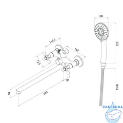 Смеситель для ванны с длинным изливом, Duplex, Milardo, DUPSBL2M10