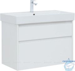 Тумба Aquanet Nova Lite 85 с раковиной Slim Synergy 85 белый глянец