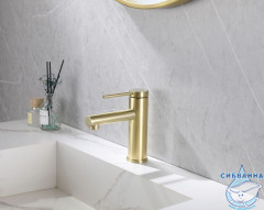  Смеситель для раковины ABBER Emotion AF8810G (без донного клапана) (золото матовое)