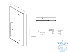 Дверь в нишу Vincea Slim-N 100 профиль вороненая сталь, стекло прозрачное VDPH-5SN100CLGM