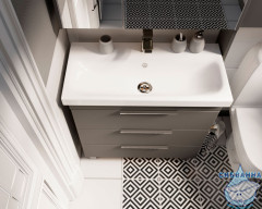 Тумба 1Marka Gaula 60Н черный с раковиной Moduo Slim 60