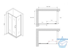 Душевое ограждение ABBER Schwarzer Diamant AG30100B5-S100B5 100x100 профиль черный, стекло  прозрачное (без поддона)