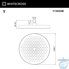 Верхний душ WHITECROSS D=27 см Y1302GM (оружейная сталь)