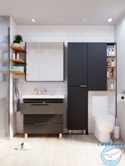  Зеркальный шкаф 1Marka Gaula 80 2д.Black