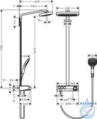 Душевая система Hansgrohe Raindance Select E 300 3jet Showerpipe 27127000