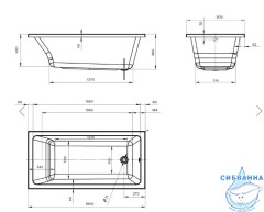 Акриловая ванна 1Marka Bianca 180x80 с каркасом