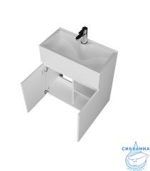 Тумба подвесная с раковиной 1Марка Mira 60П (2 дверки) белый глянец