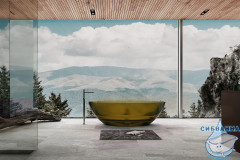 Ванна из полиэфирной смолы ABBER Kristall 180х85 AT9702Vesuvian оливковая