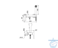 Смеситель Raglo R03.51.03 с гигиеническим душем (сатин золотой)