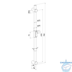 Штанга душевая 70 см Milardo Ideal Spa ILS70C0M17 (хром)