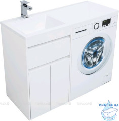 Тумба Aquanet Токио 48 L белый глянец с раковиной Даллас 110