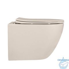 Унитаз подвесной безободковый Abber Bequem AC1101MBEс сиденьем Soft Close (микролифт) (бежевый матовый)