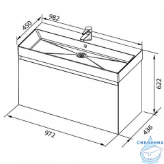 Тумба под раковину Aquanet Йорк 100 белый глянец 202091