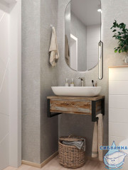 Тумба подвесная 1Marka GRUNGE LOFT 60П (1 ящик) Дуб Намибия с раковиной Sanita Luxe Инфинити 60