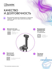 Встраиваемый смеситель с гигиеническим душем Lemark Калина LMF-2118S-GM (графит)