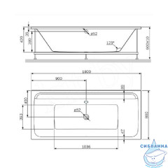 Акриловая ванна Toni Arti Amatrice PL (усиленная) 180x80 с каркасом
