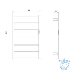 Полотенцесушитель электрический Raglo R350.06 П7 50х80 (с возможностью скрытого подключения, подключение универсальное) (графит)