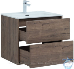 Тумба Aquanet Lino 60 с раковиной Flat 60 дуб веллингтон