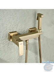 Смеситель Raglo R01.51.03 с гигиеническим душем (сатин золотой)