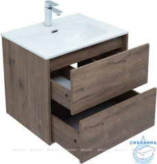 Тумба Aquanet Lino 60 с раковиной Flat 60 дуб веллингтон