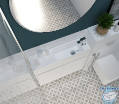 Тумба подвесная  1Марка Stretto 80П (2 дверки) с раковиной белый У92325