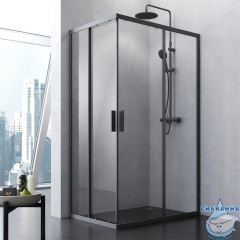Душевое ограждение AM.PM Gem 120x80 W93G-404-120280-BT профиль черный, стекло прозрачное (без поддона)