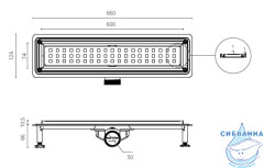 Дренажный трап для душа Ctesi Way Square 60 см с решеткой BK4024130