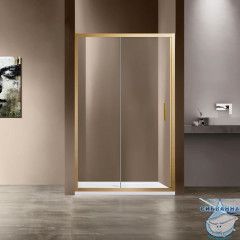 Дверь в нишу Vincea Garda 145 профиль брашированное золото, стекло прозрачное VDS-1G145CLG