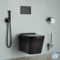 Встраиваемый смеситель с гигиеническим душем,матовый черный, IDDIS, 004BLS0i08