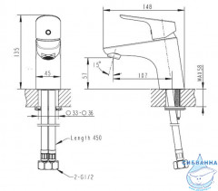 Смеситель для раковины Bravat Drop F14898C-1 (без донного клапана)