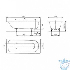 Стальная ванна Kaldewei Saniform Plus 373-1 170x75 easy-clean