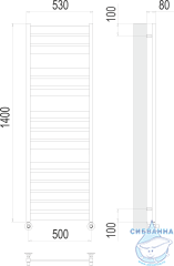 Полотенцесушитель водяной Terminus Латте П16 50х140 (нижнее подключение)