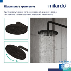 Душевая насадка верхняя круглая, черная, Dale, Milardo, DAL25B0M64