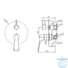 Встраиваемый смеситель для ванны Raglo R07.273.03 (сатин золотой)