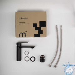 Смеситель для умывальника, чёрный матовый, Maze, Milardo, MAZBL00M01