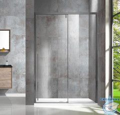 Дверь в нишу Vincea Lugano 120 профиль вороненая сталь, стекло прозрачное VDS-1L120CLGM-1