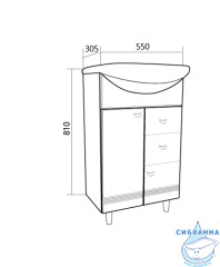 Тумба под раковину 1Marka Story 55Н белый глянец L