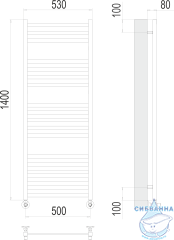 Полотенцесушитель водяной Terminus Грета П18 50х140 (нижнее подключение)