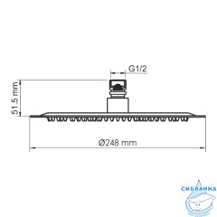 Верхний душ Wasserkraft 25 см 1 режим A259 (матовое золото)