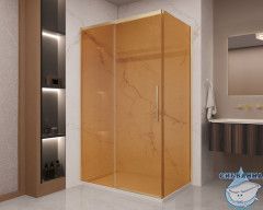 Душевое ограждение Vincea Stella 120x90 профиль брашированное золото, стекло янтарь VSR-1ST9012GSG