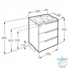 Тумба напольная Roca Victoria Nord Ice Edition 60 с раковиной Roca Victoria-N Unik 60 белый глянец