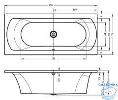Акриловая ванна Riho Lima 170x75 с каркасом