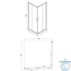 Душевое ограждение Azario Greenwood 100x100 профиль серебро, стекло прозрачное AZ-NNE1142 1000 (без поддона)