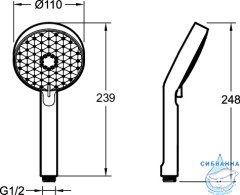 Ручной душ Jacob Delafon Awaken 3 режимa E72415-BL (черный)