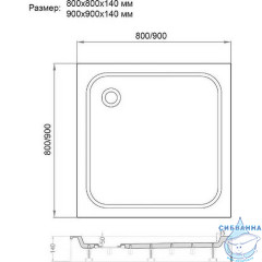 Акриловый поддон Veconi 90x90 TZ02-90K-01-19C1