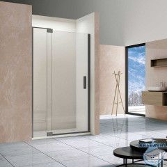 Дверь в нишу Vincea Extra 80-90 профиль вороненая сталь, стекло прозрачное VDP-1E8090CLGM